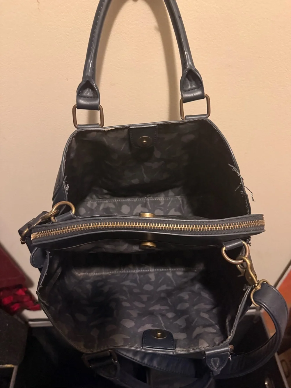 Loungefly Black Satchel with Gold Cityscape Embroidery